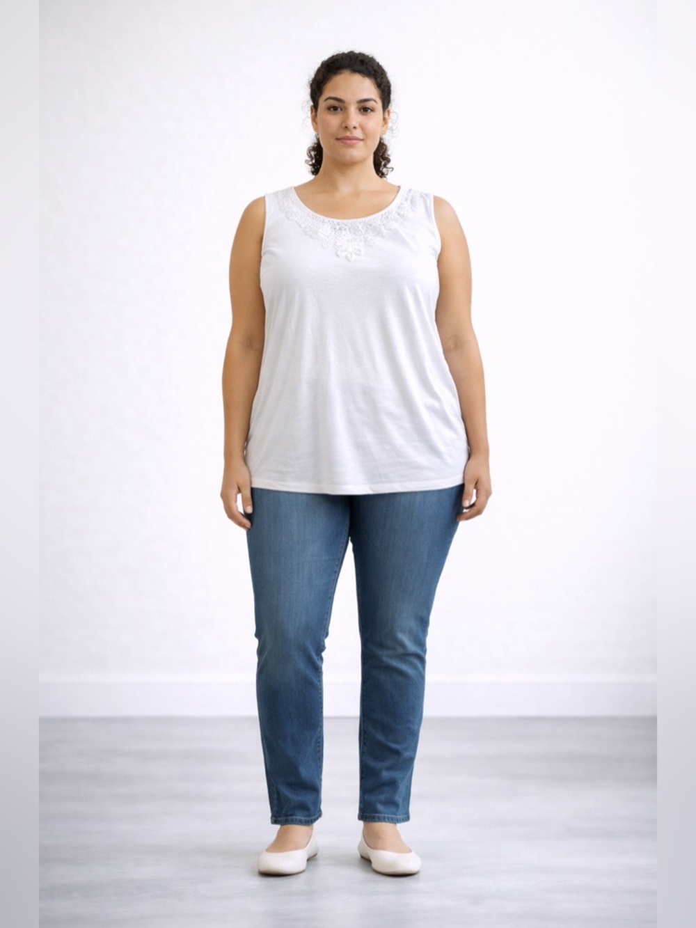 Croft & Barrow White Embroidered Sleeveless Top Women’s PXXL Petite New